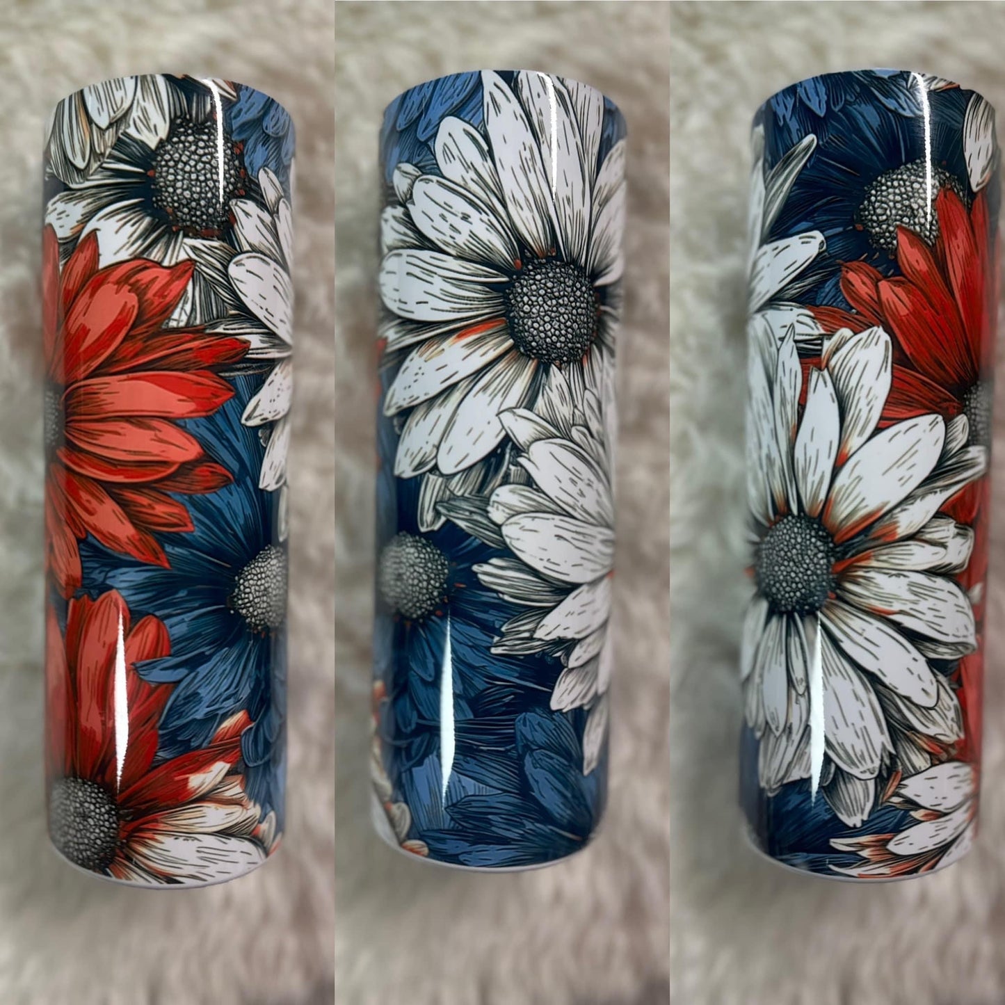 Red, White & Blue 3D Florals - 20 oz. Tumbler