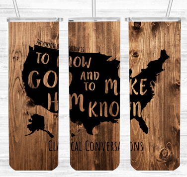 To Know God and Make Him Known -- Dark Wood Grain 20 oz. Tumbler