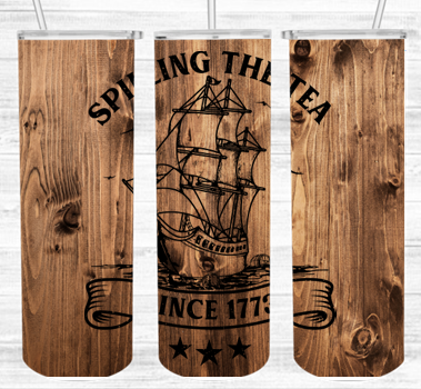 Spilling the Tea -- Dark Wood Grain 20 oz. Tumbler