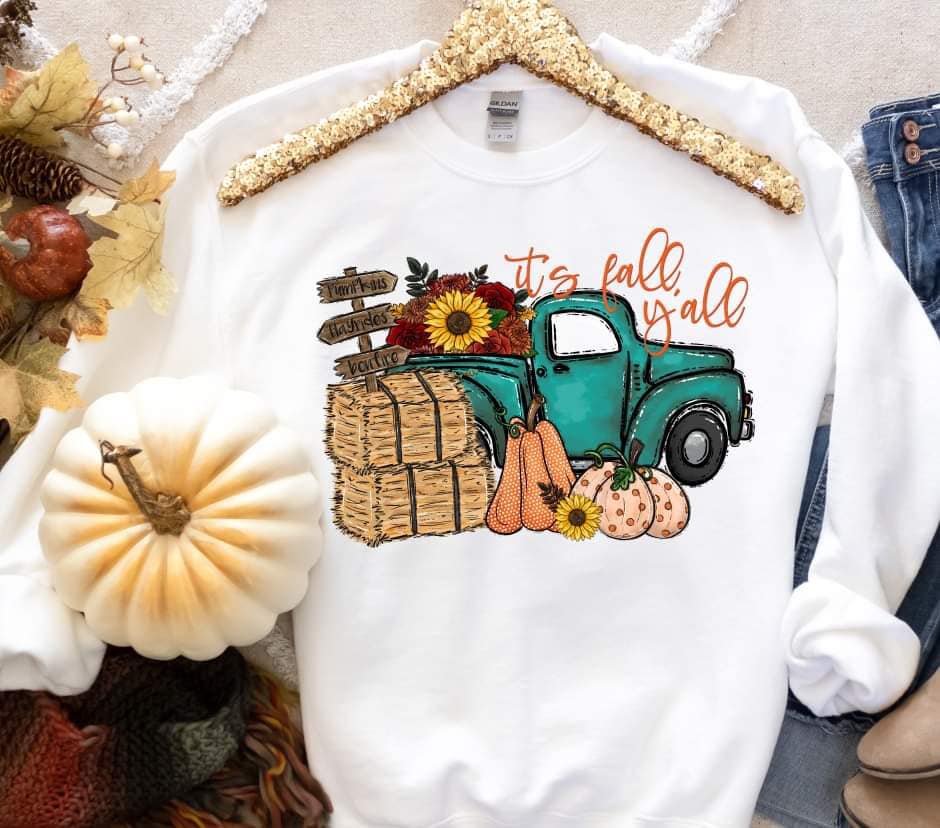 Fall Y'all Blue Truck
