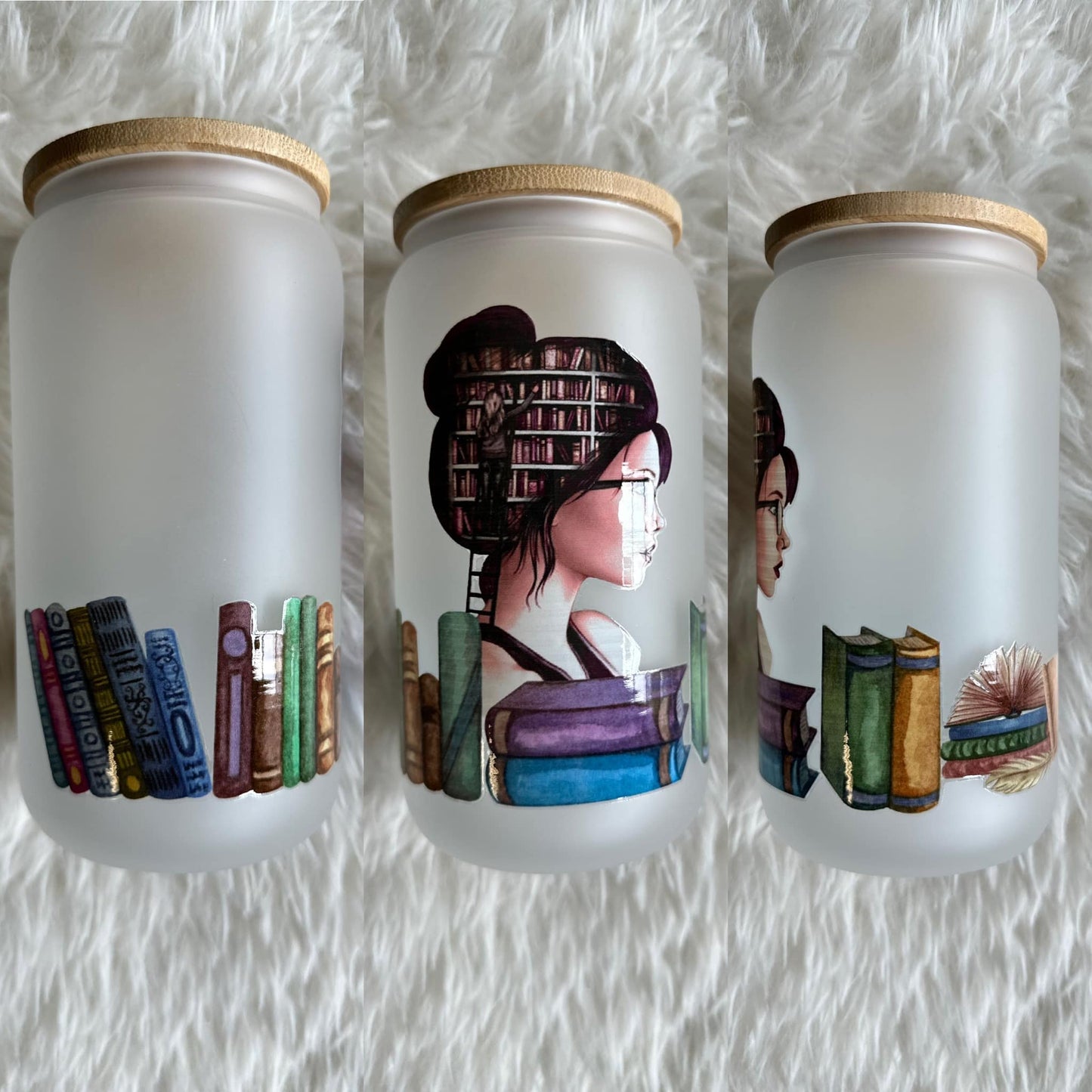 Reading Woman 16 oz. Glass Can Tumbler