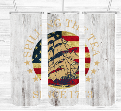 Spilling the Tea -- Light Wood Grain 20 oz. Tumbler