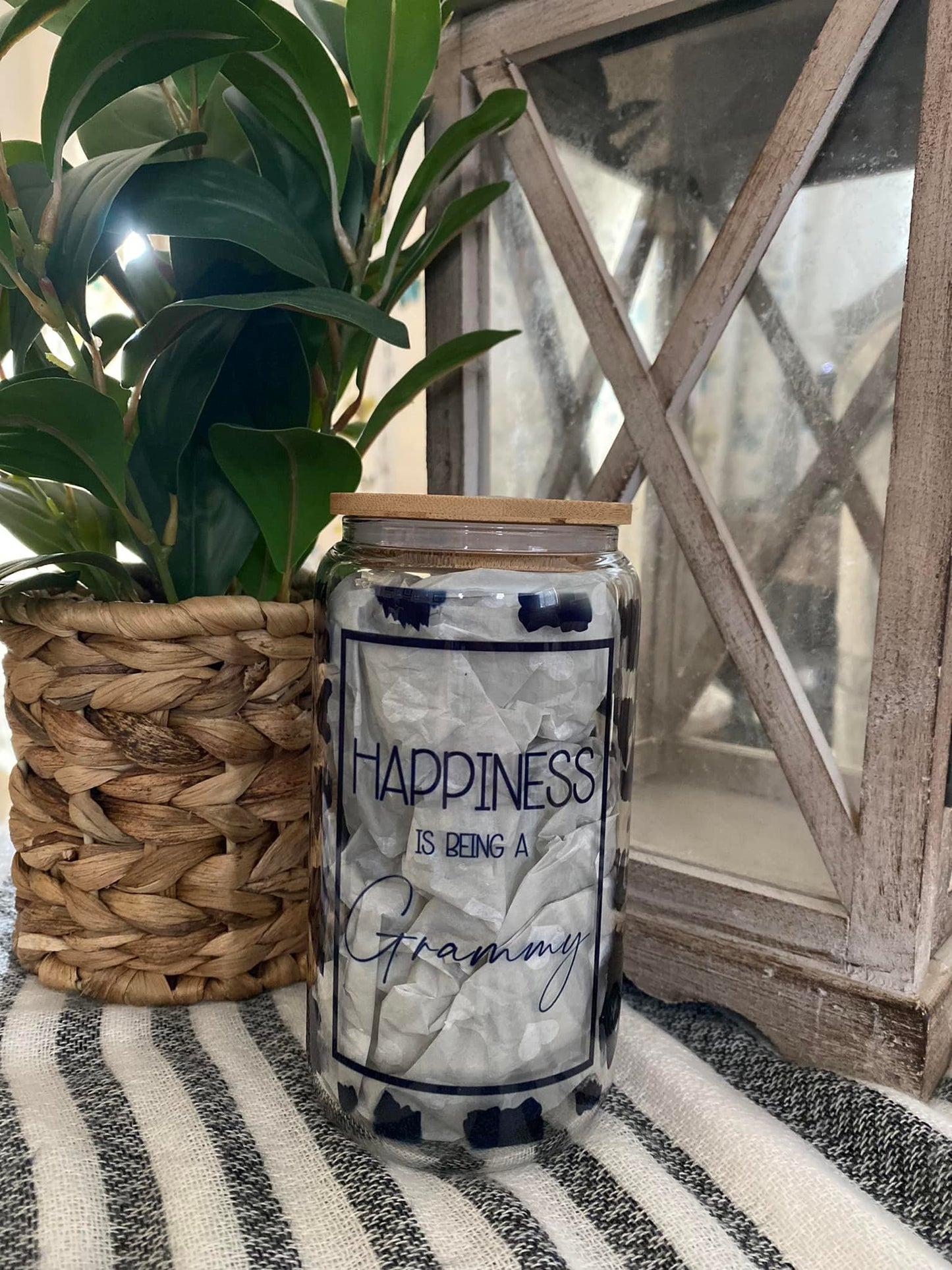Happiness is being a Grammy 16 oz. Glass Can Tumbler