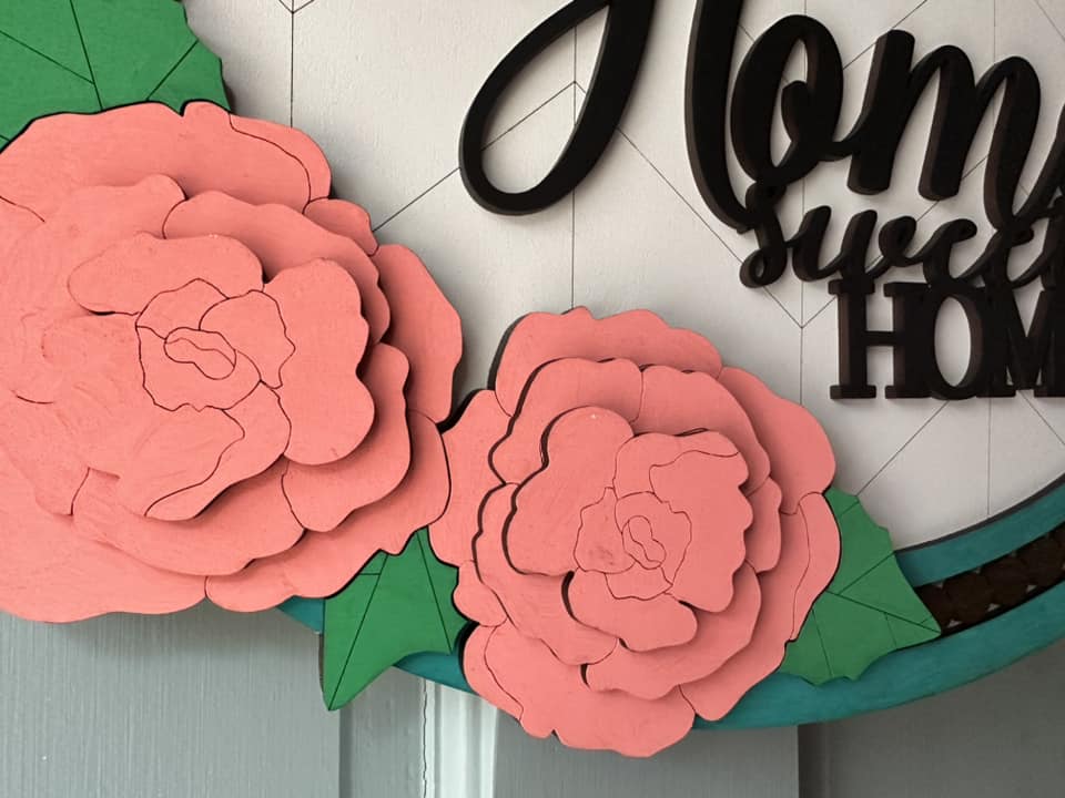 Peony Home Sweet Home -- Door Sign
