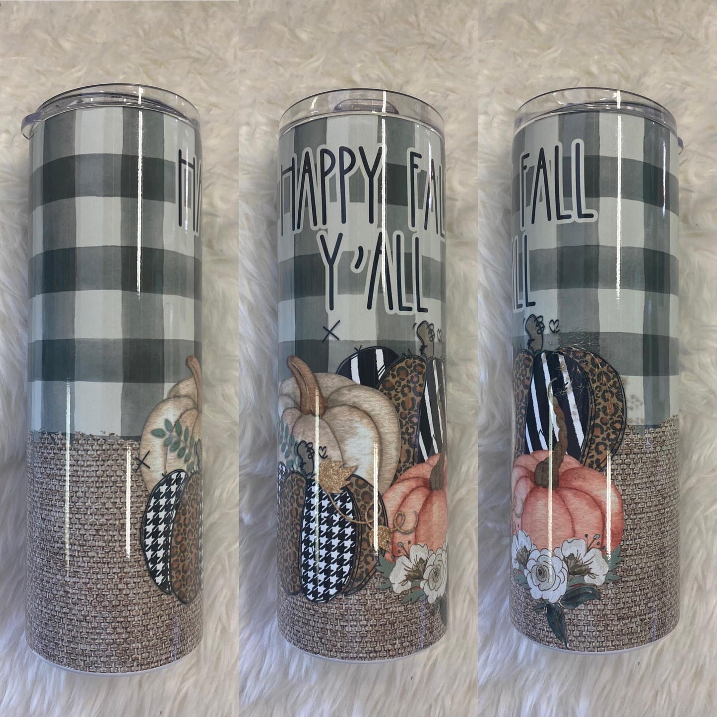 Happy Fall Y'all Buffalo Plaid 20 oz. Tumbler