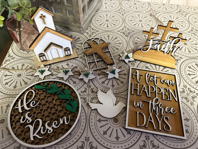 He is Risen Easter Tiered Tray Set