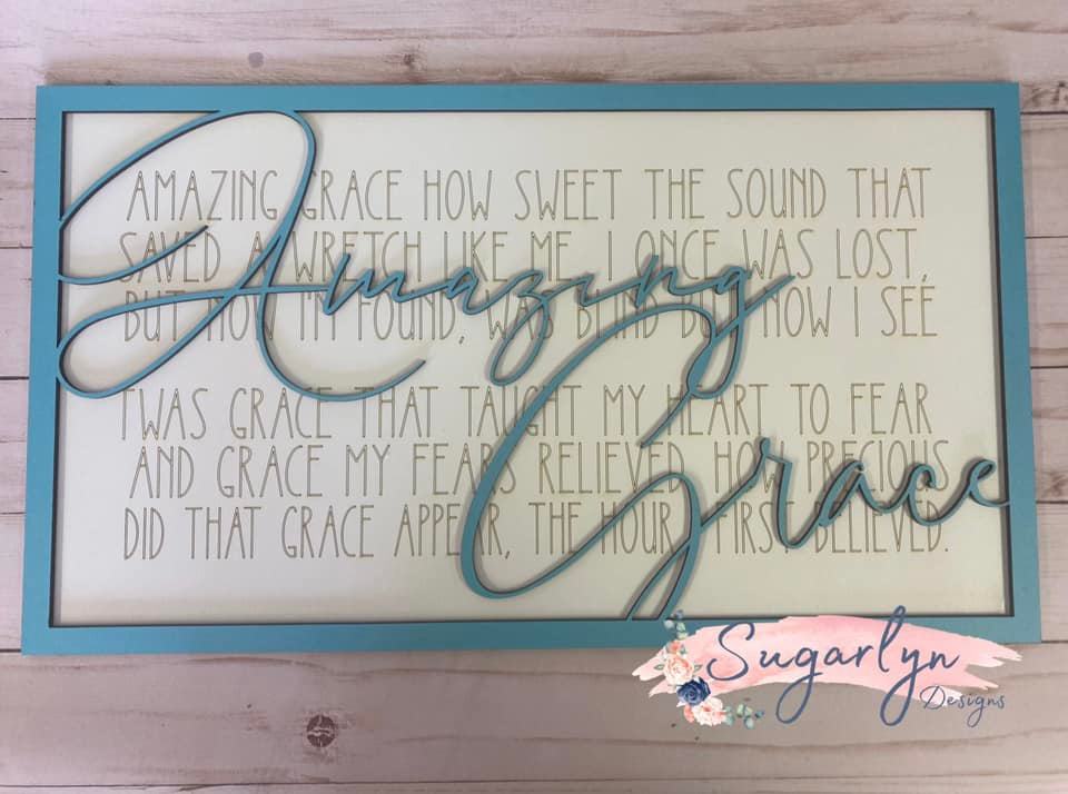 Amazing Grace - Blue -- Layered Sign