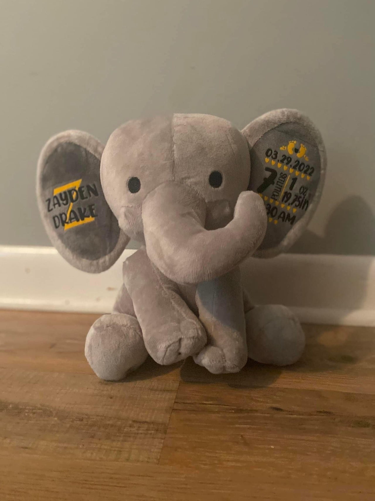 Birth Stat Personalized Elephant