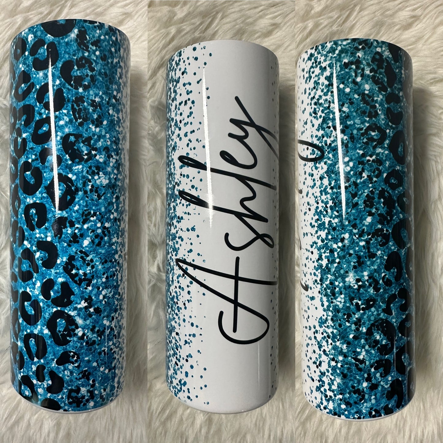 Teal Glitter Leopard 20 oz. Tumbler