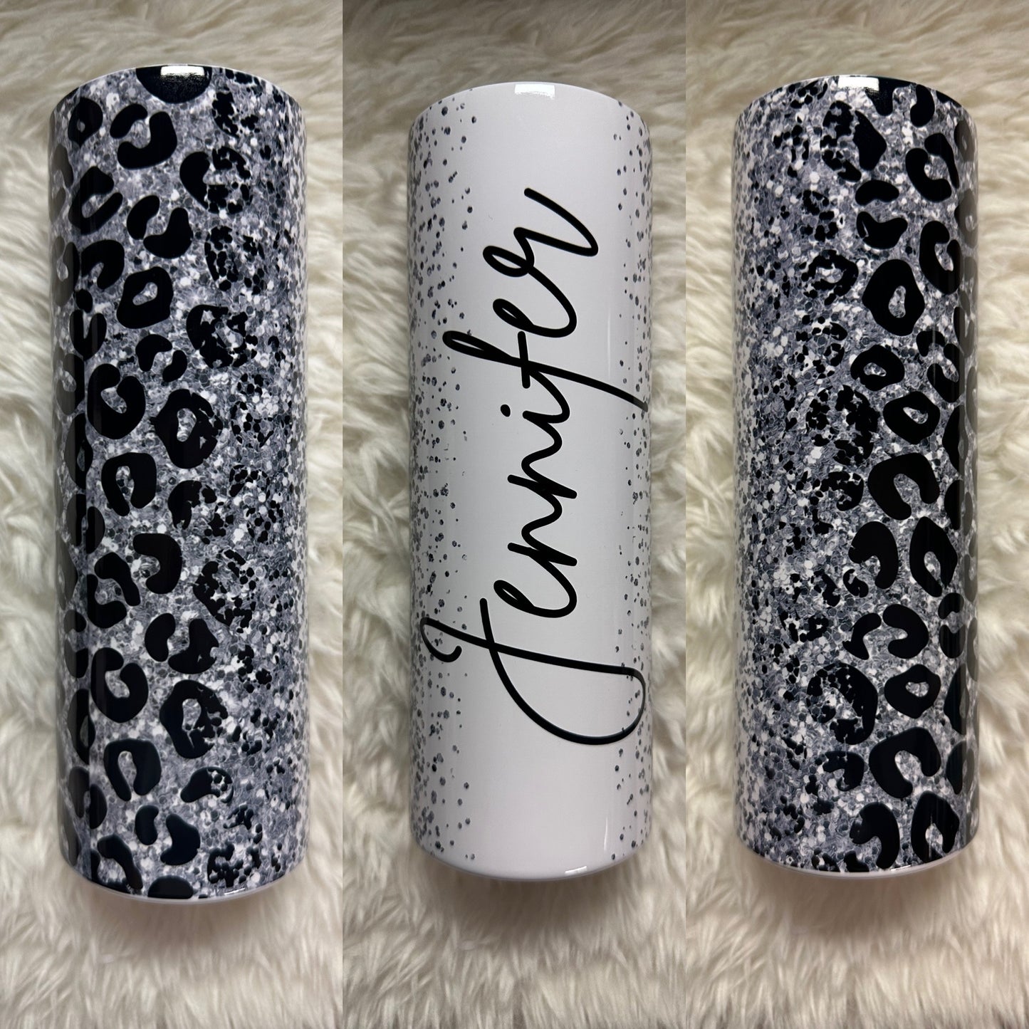 Silver Glitter Leopard 20 oz. Tumbler
