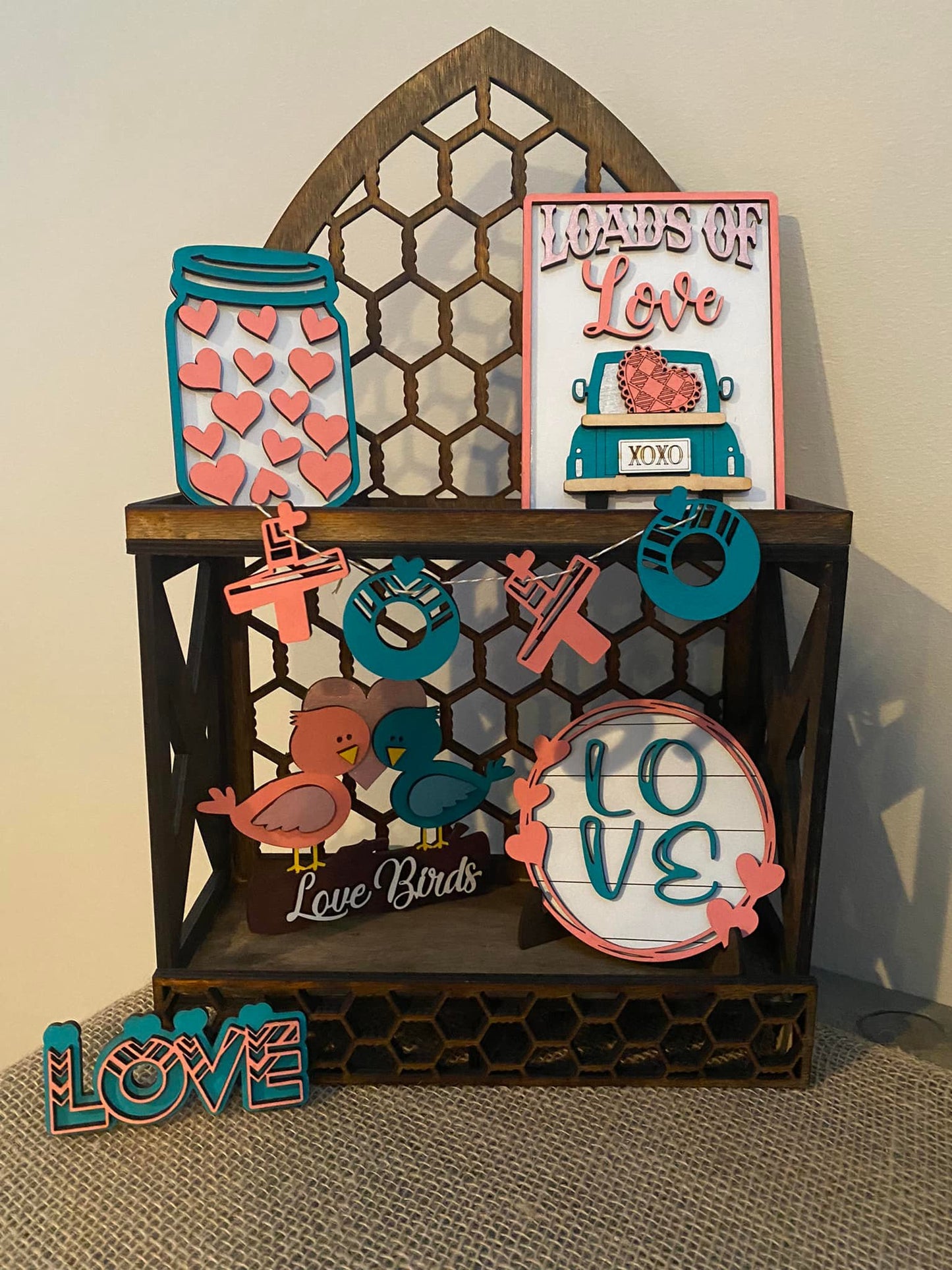 Loads of Love Tiered Tray Set -- Pink/Blue