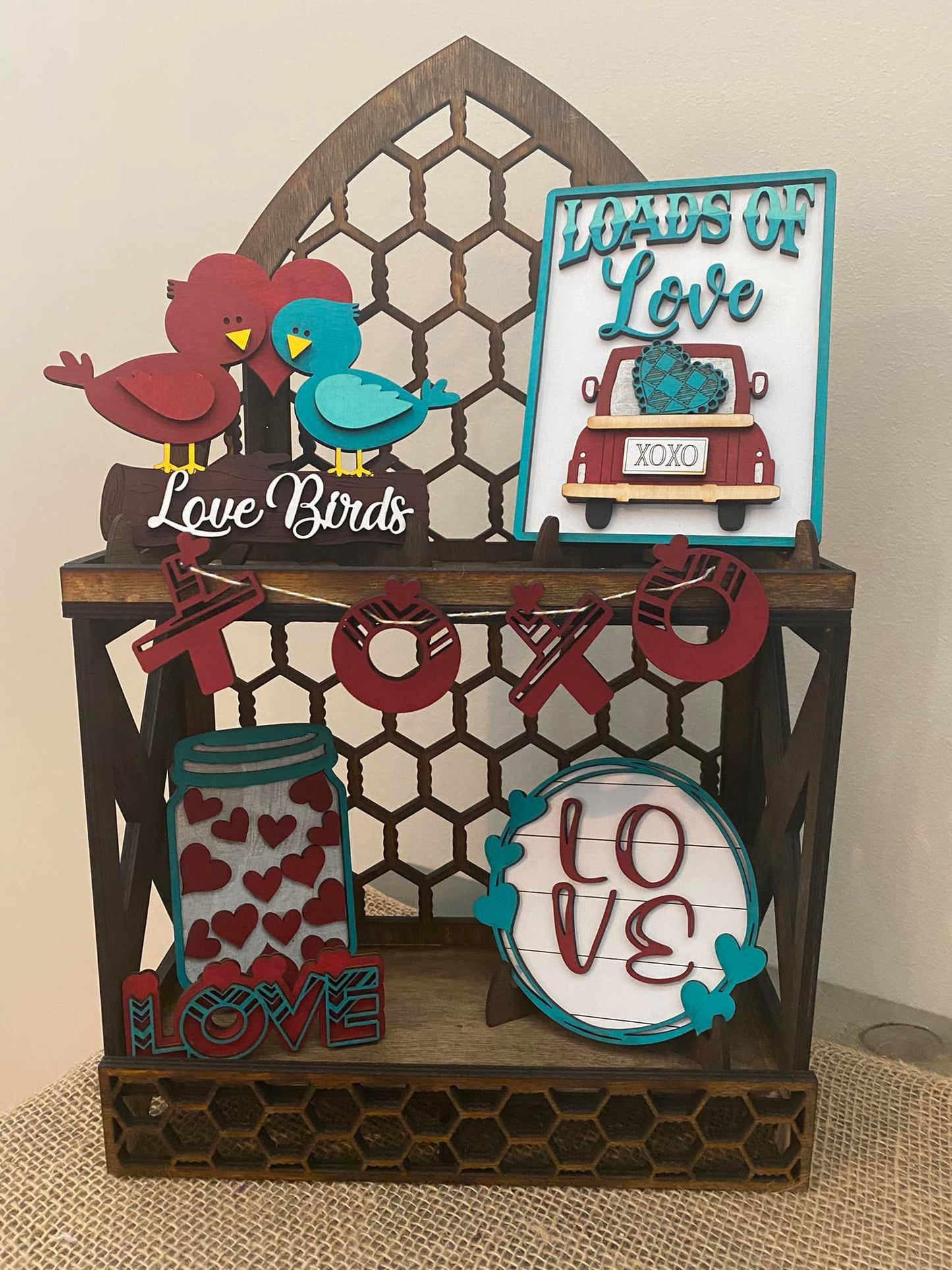 Loads of Love Tiered Tray Set -- Red/Blue