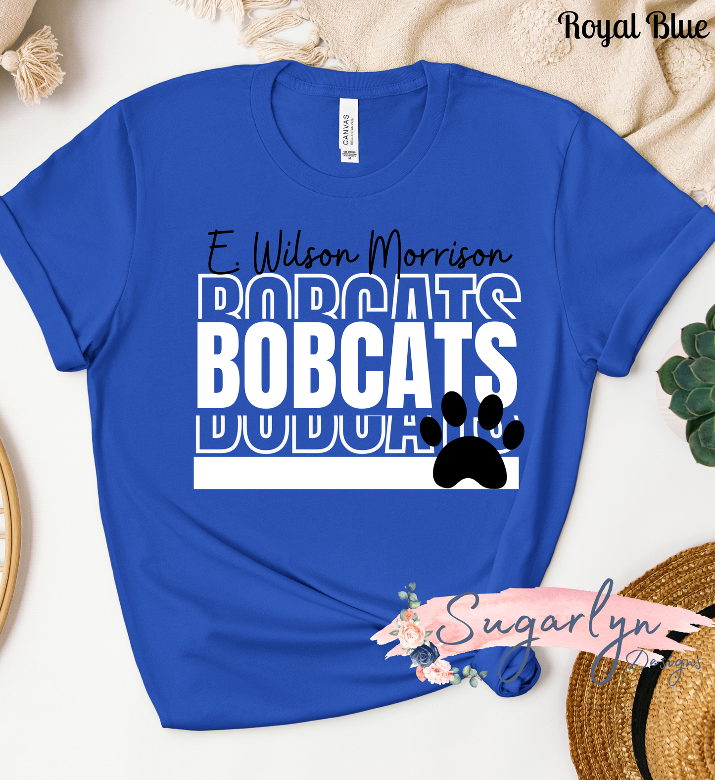 EWM Bobcats - Split Text with Paw Print