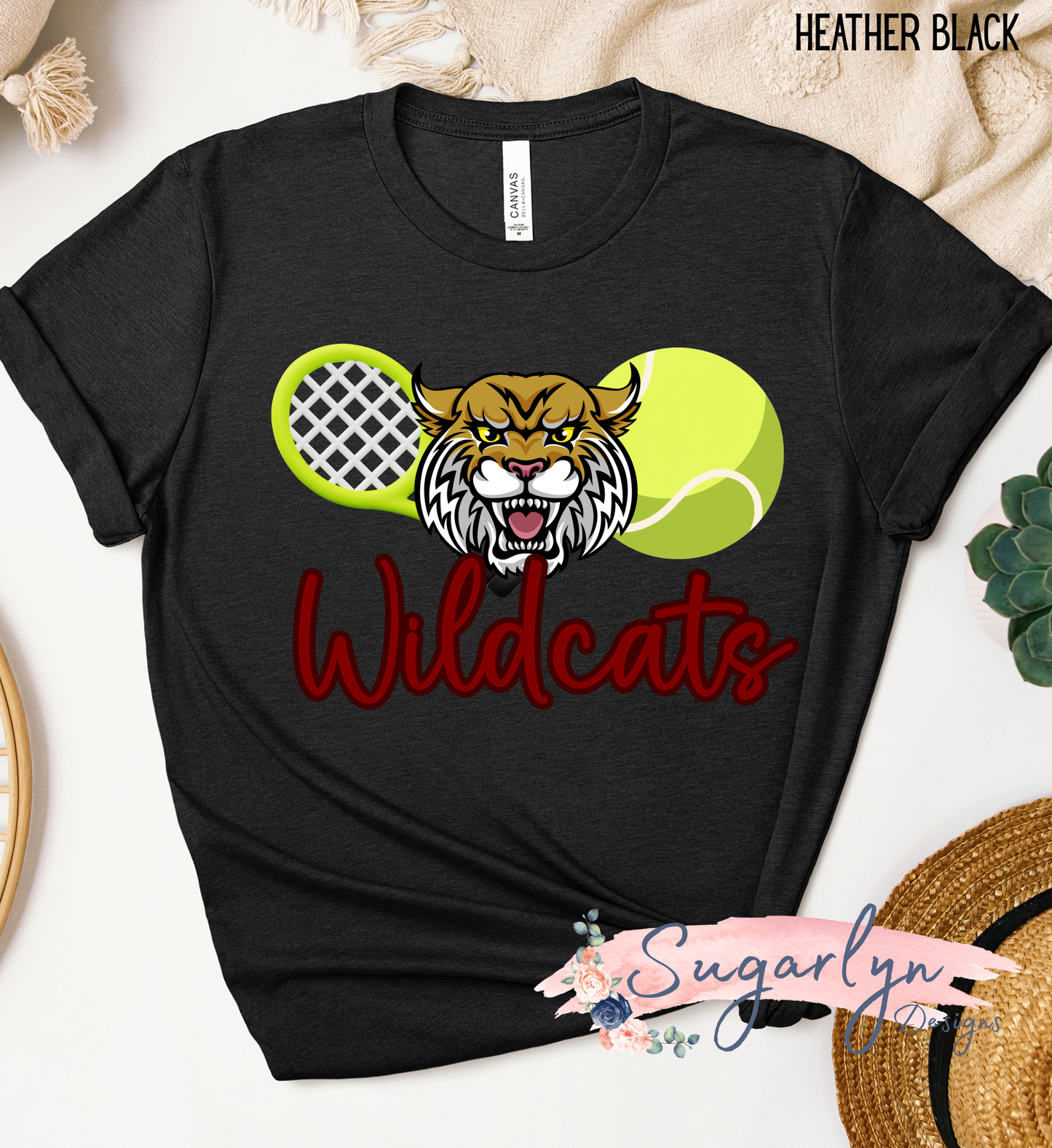 Wildcats Tennis - Mascot, Tennis Ball, Racket