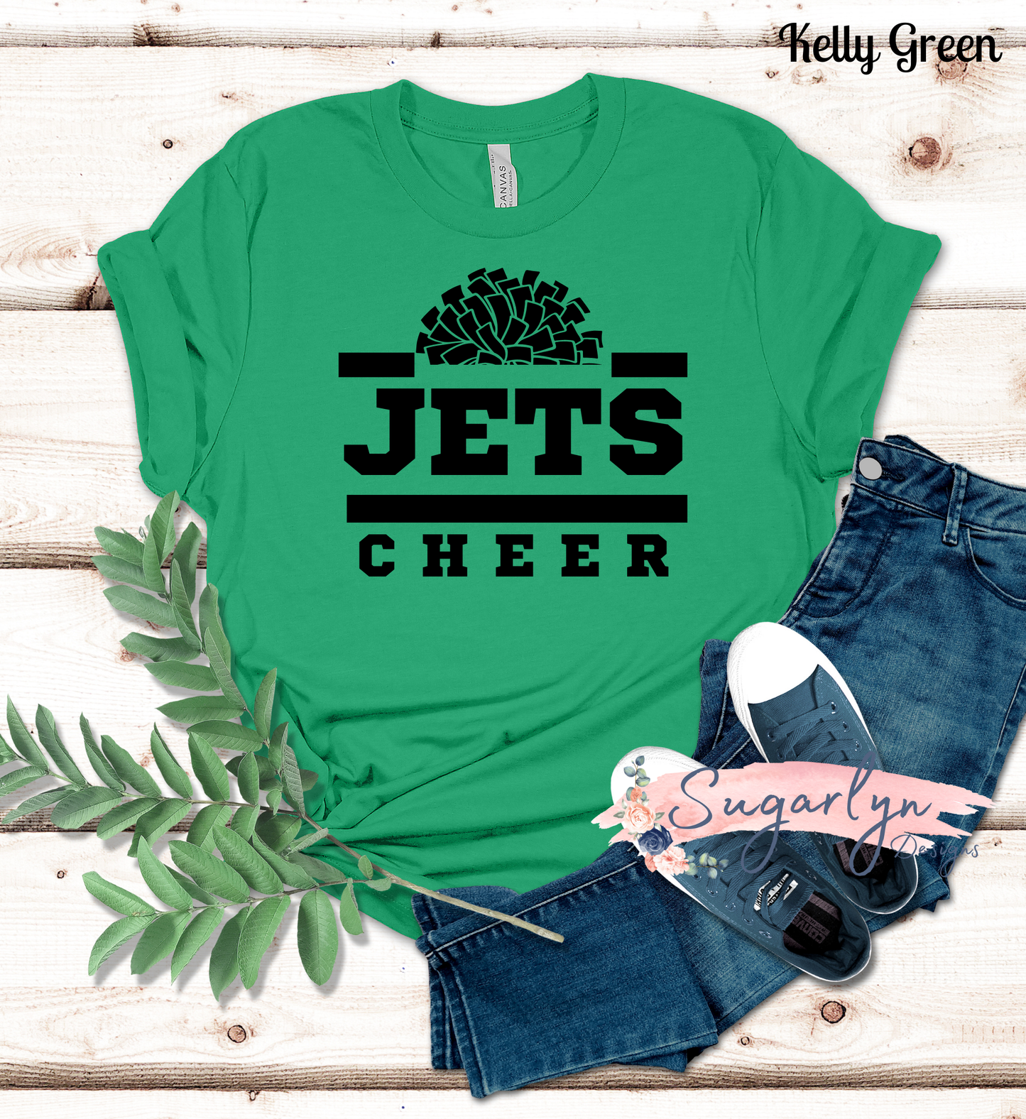 WFYFL Jets Cheer -- Half Pom Typography