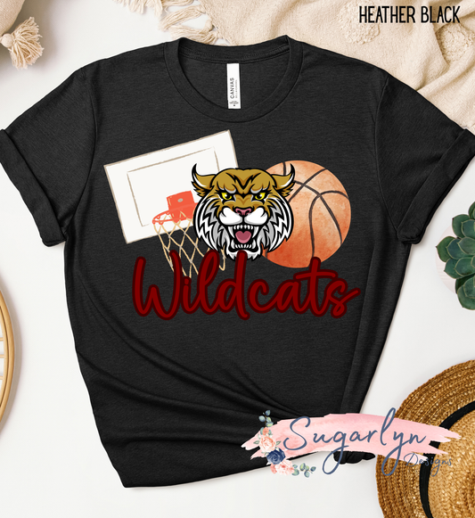 Wildcats Basketball - Mascot, Ball, Hoop