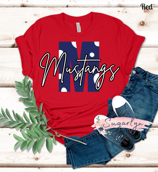 Middletown Mustangs -- Polka Dot "M"