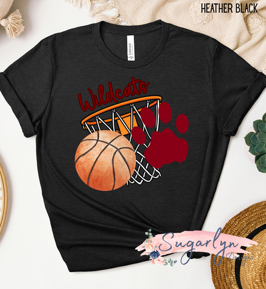 Wildcats Basketball - Paw, Ball, Hoop