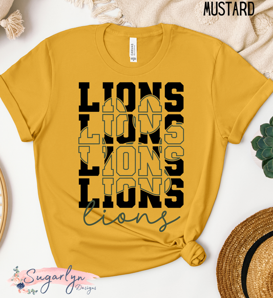 Louisa Lions -- Stacked Text with Paw Print