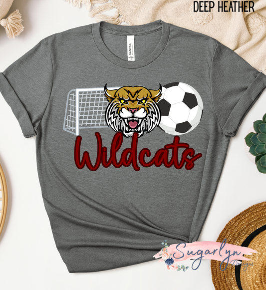 Wildcats Soccer - Mascot, Ball, Net