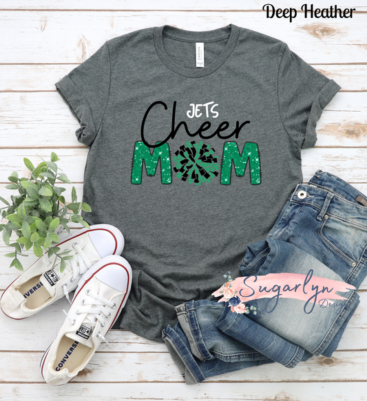 WFYFL Jets Cheer -- Cheer Mom Glitter