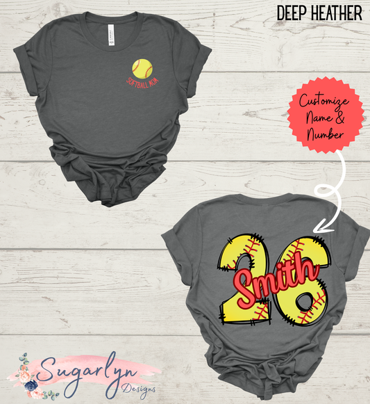 CUSTOM Softball Mom -- Number/Name