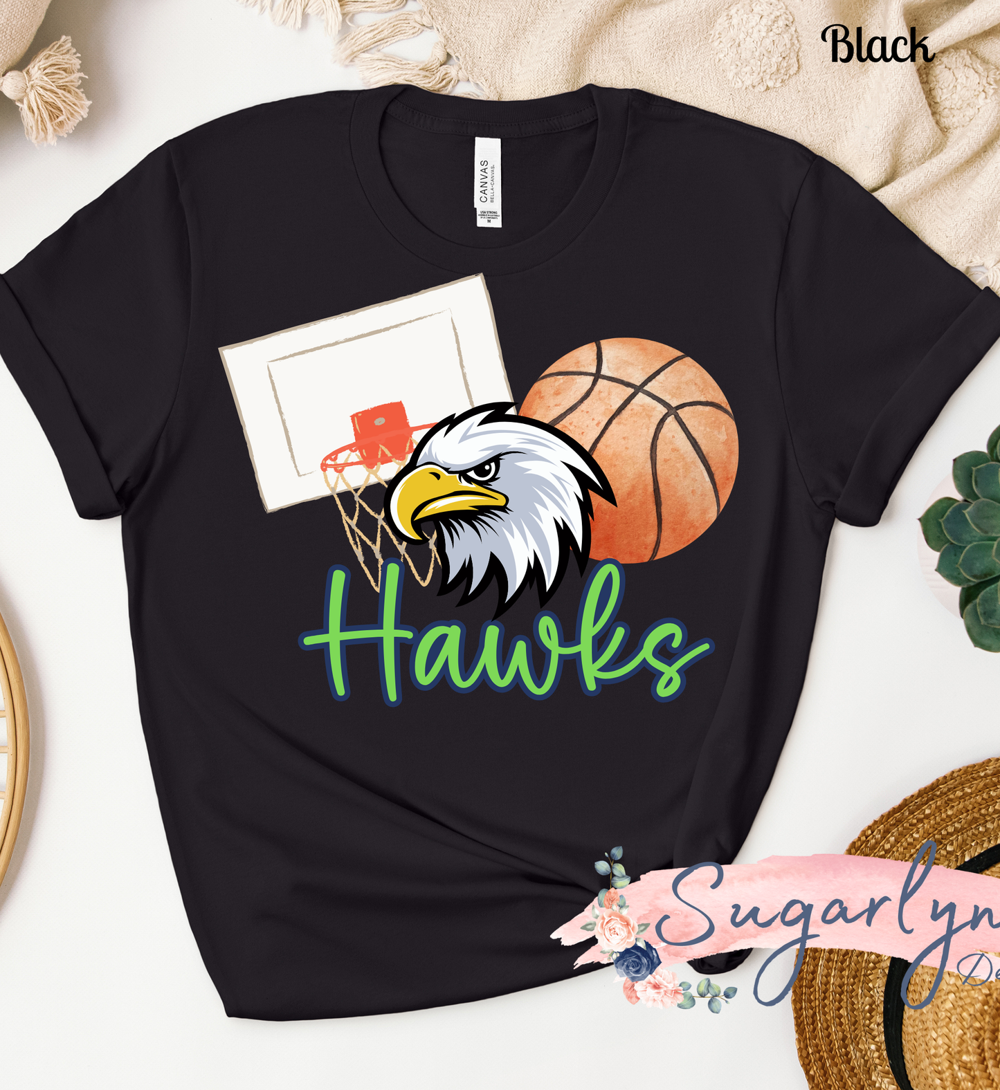 Skyline Hawks Basketball - Mascot, Ball, Board
