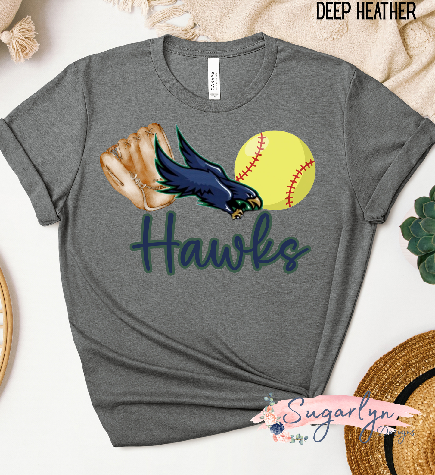 Skyline Hawks Softball -- Mascot, Glove & Ball