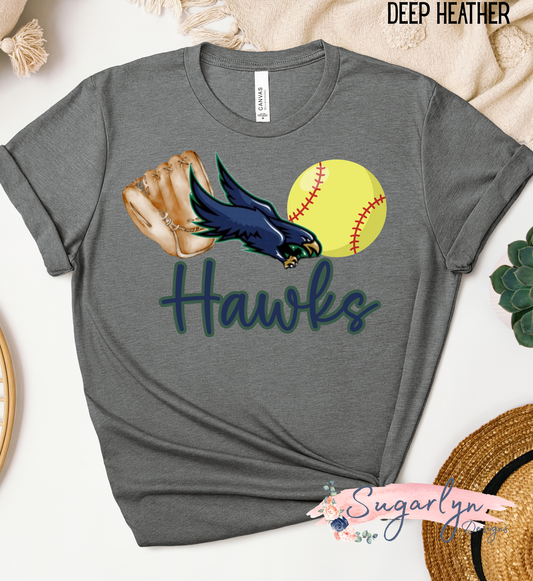 Skyline Hawks Softball -- Mascot, Glove & Ball