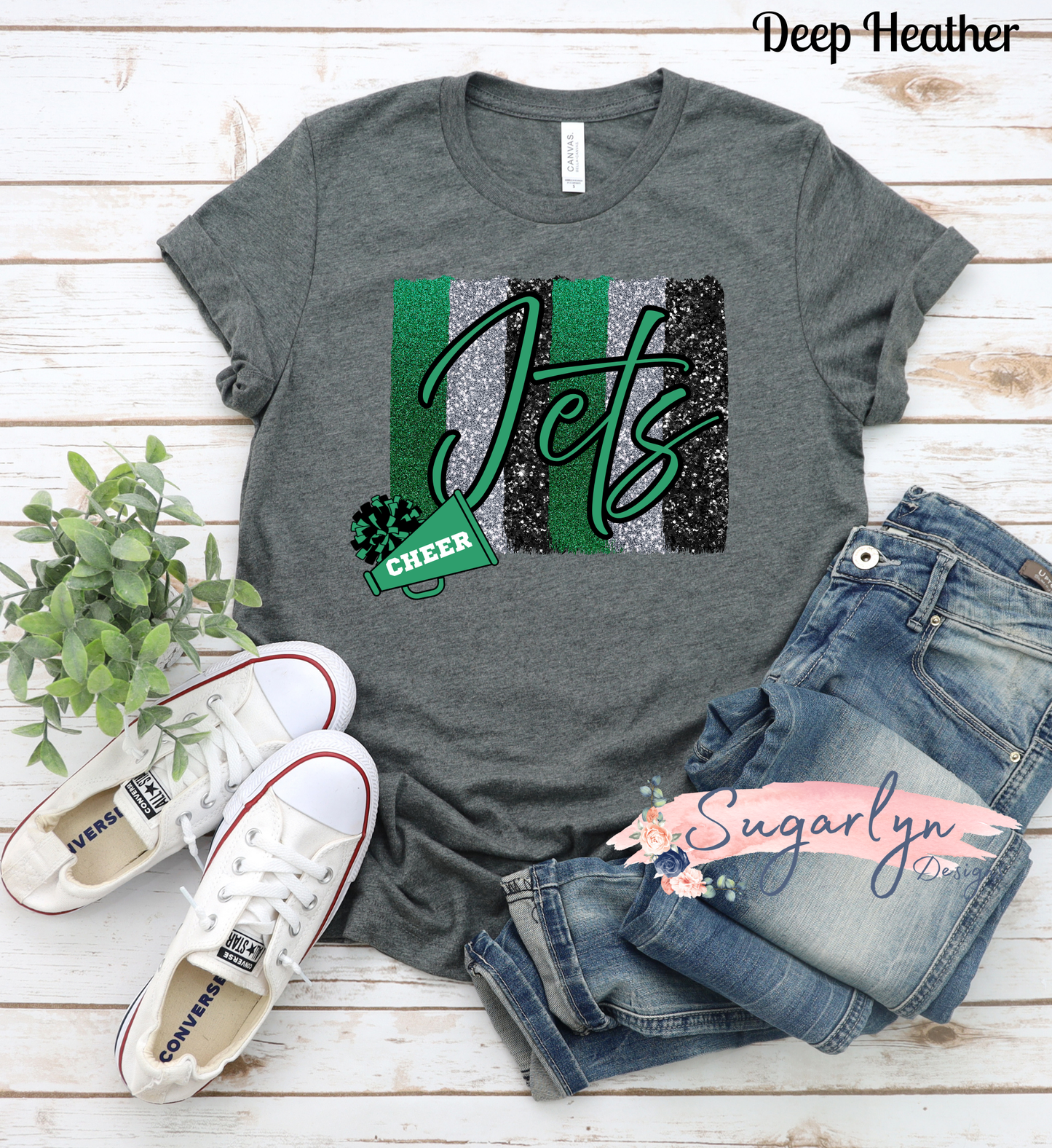 WFYFL Jets Cheer -- Glitter Brushstrokes