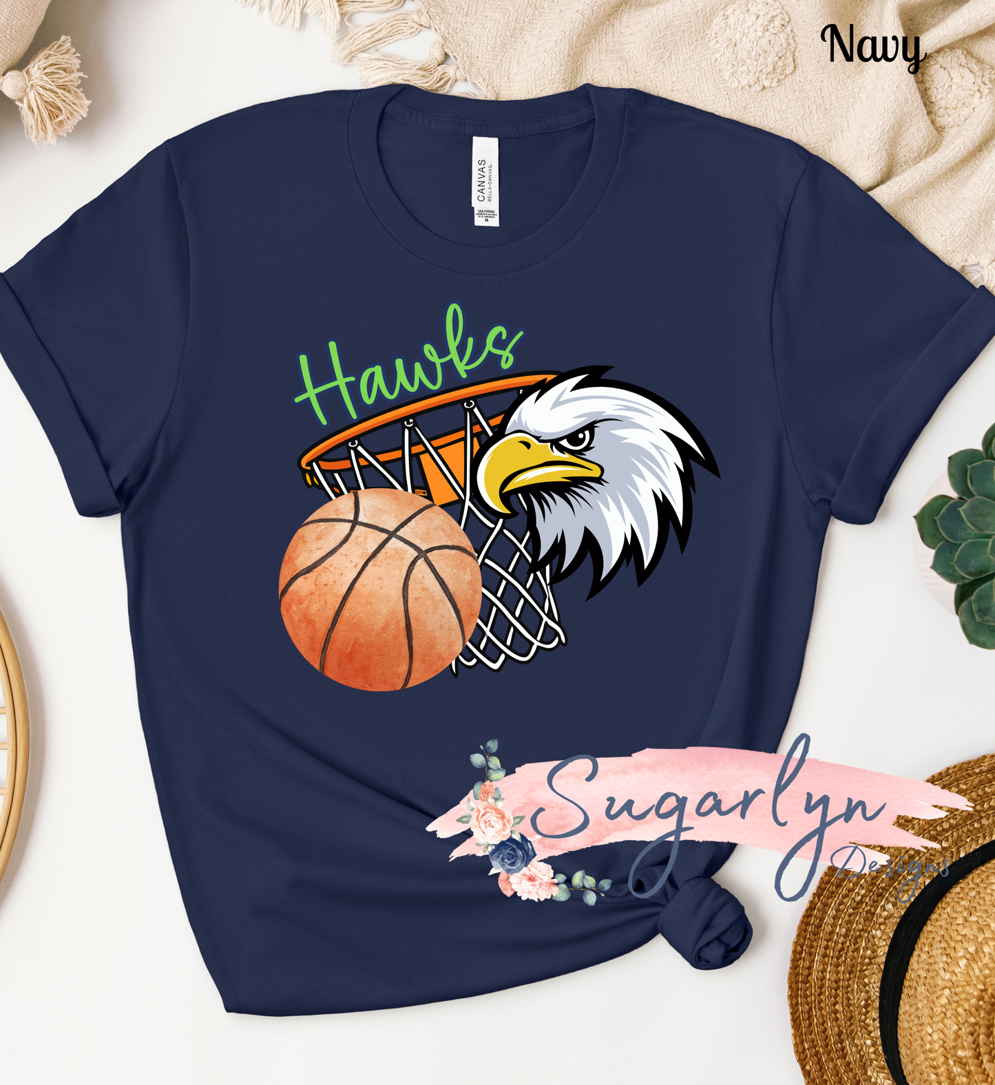 Skyline Hawks Basketball - Mascot, Ball, Net