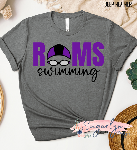 Strasburg Rams -- Rams Swimming Typography