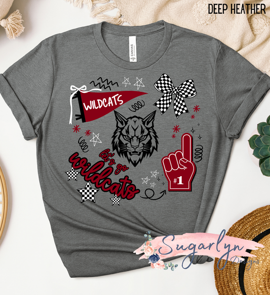 Wildcats Doodle Art - Marron