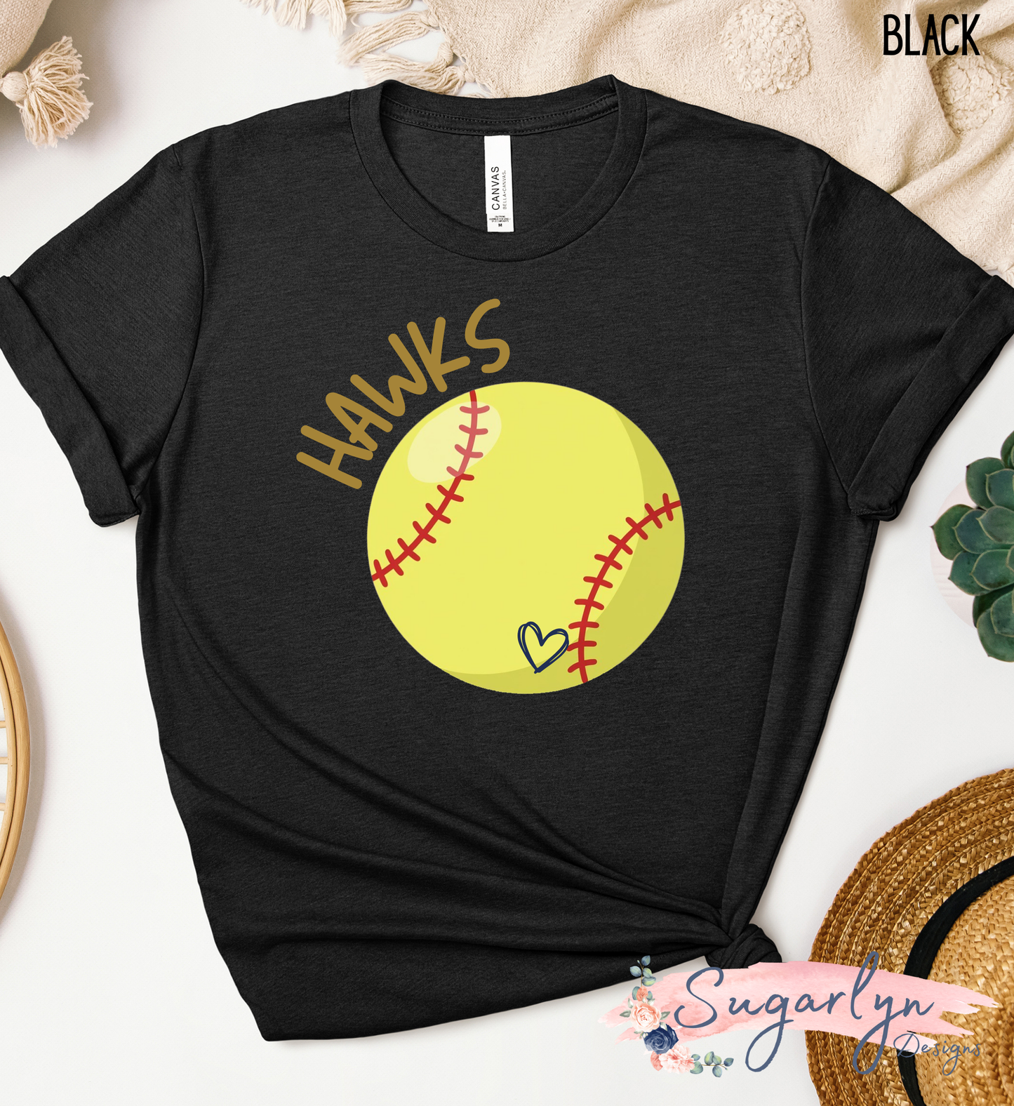 Skyline Hawks Softball -- Softball with curved text