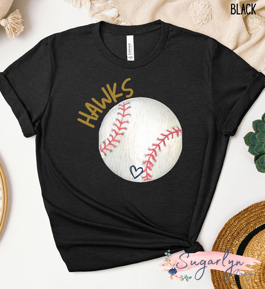 Skyline Hawks Baseball --  Baseball with curved text