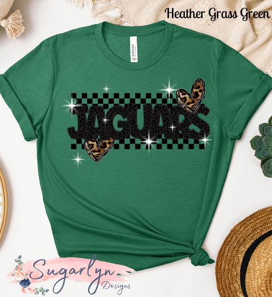 Ressie Jeffries Jaguars -- Jaguars Checkerboard; Leopard Letters, Leopard Heart