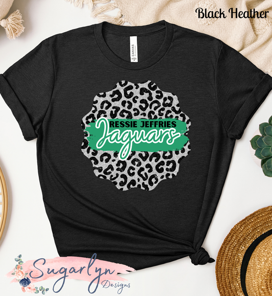 Ressie Jeffries Jaguars -- Leopard Scalloped Circle