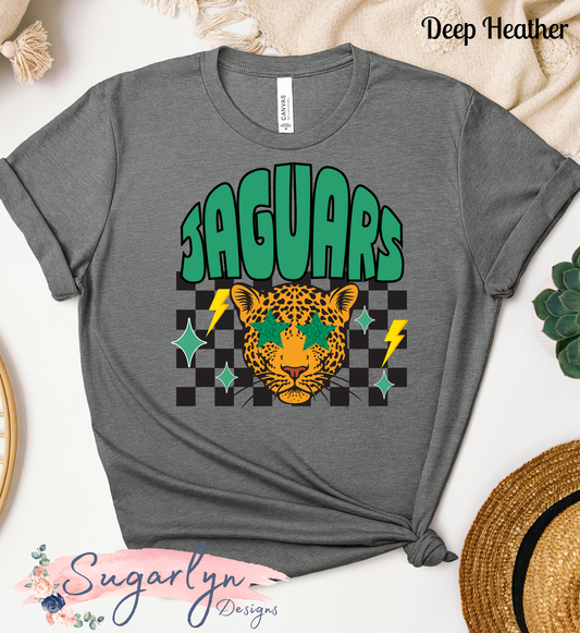 Ressie Jeffries Jaguars -- Jaguars Checkerboard; Glitter Eyes