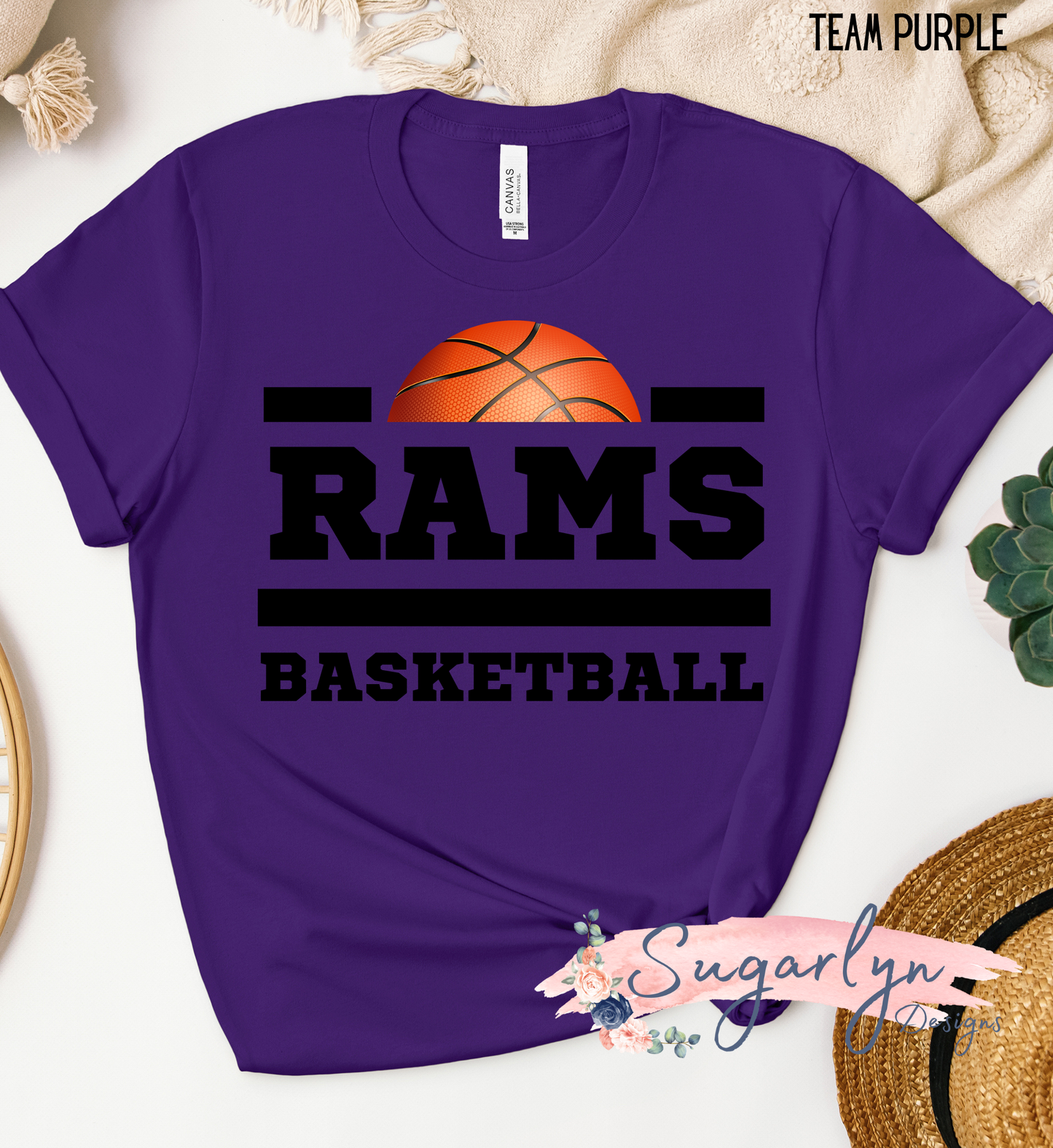 Strasburg Rams -- Rams Basketball Typography Half Basketball