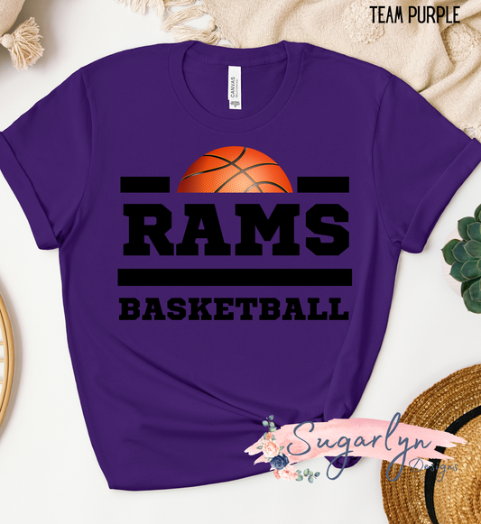 Strasburg Rams -- Rams Basketball Typography Half Basketball