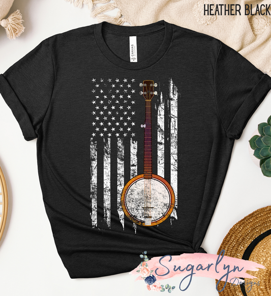 Banjo American Flag - Distressed