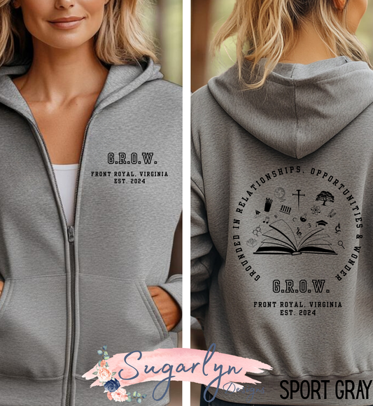 G.R.O.W - Full Zip Hooded Sweatshirt