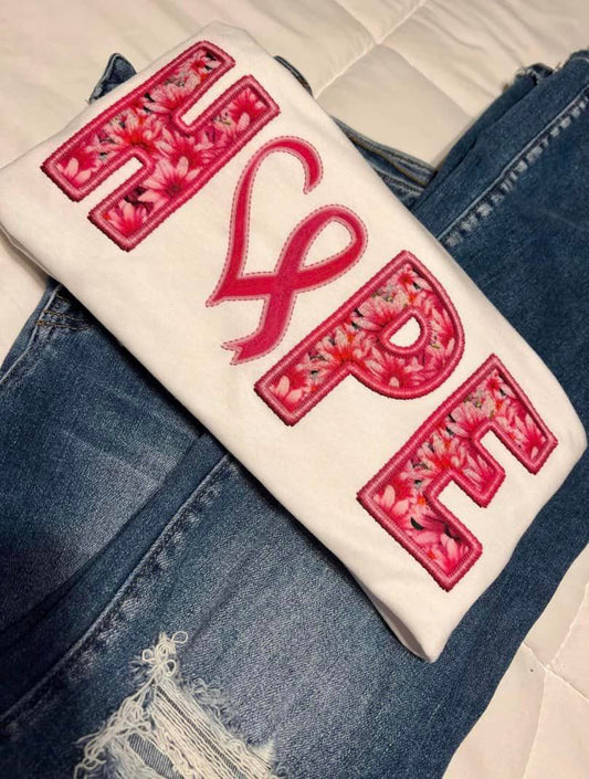 HOPE Faux Embroidery Ribbon  -- Breast Cancer