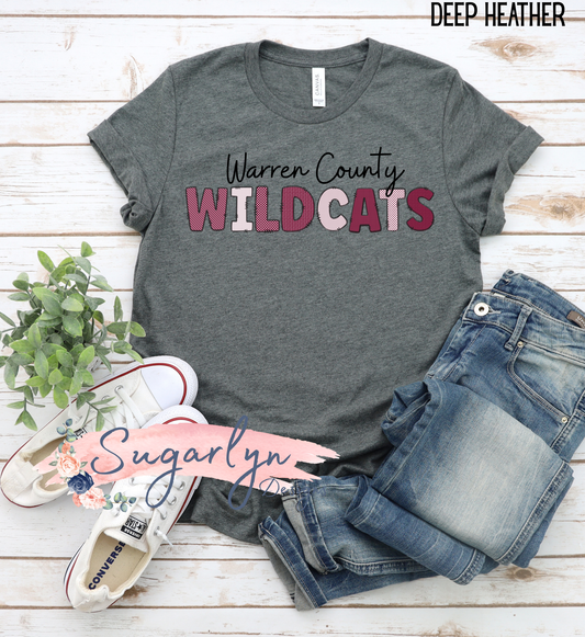 Warren County Wildcats Doodle Letters