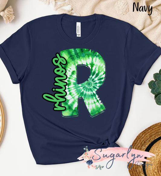 AS Rhodes Rhinos -- Rhinos "R" Green Tie Dye