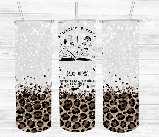 G.R.O.W  20 oz. Tumbler - Glitter & Leopard