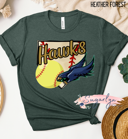 Skyline Hawks Softball -- Home Plate, Mascot, Softball