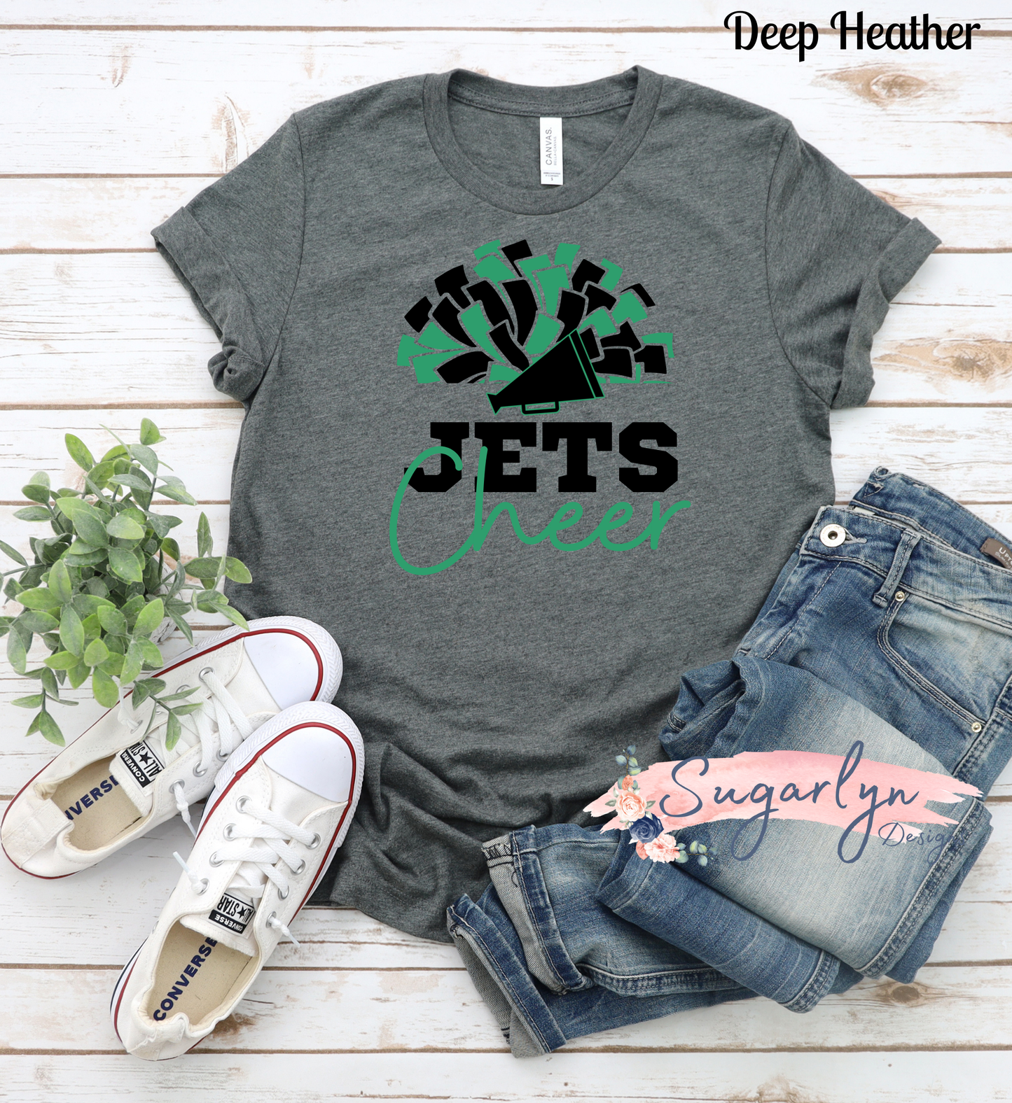 WFYFL Jets Cheer -- Split Pom Typography