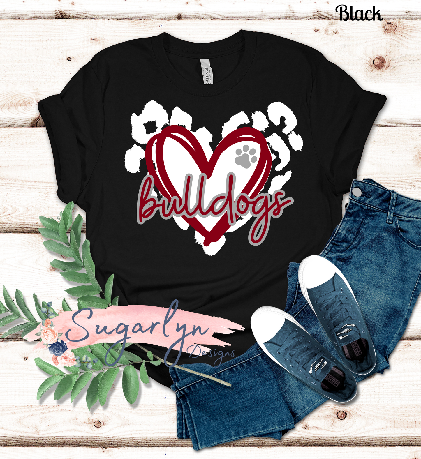 Luray Bulldogs -- Bulldog Leopard Heart - White