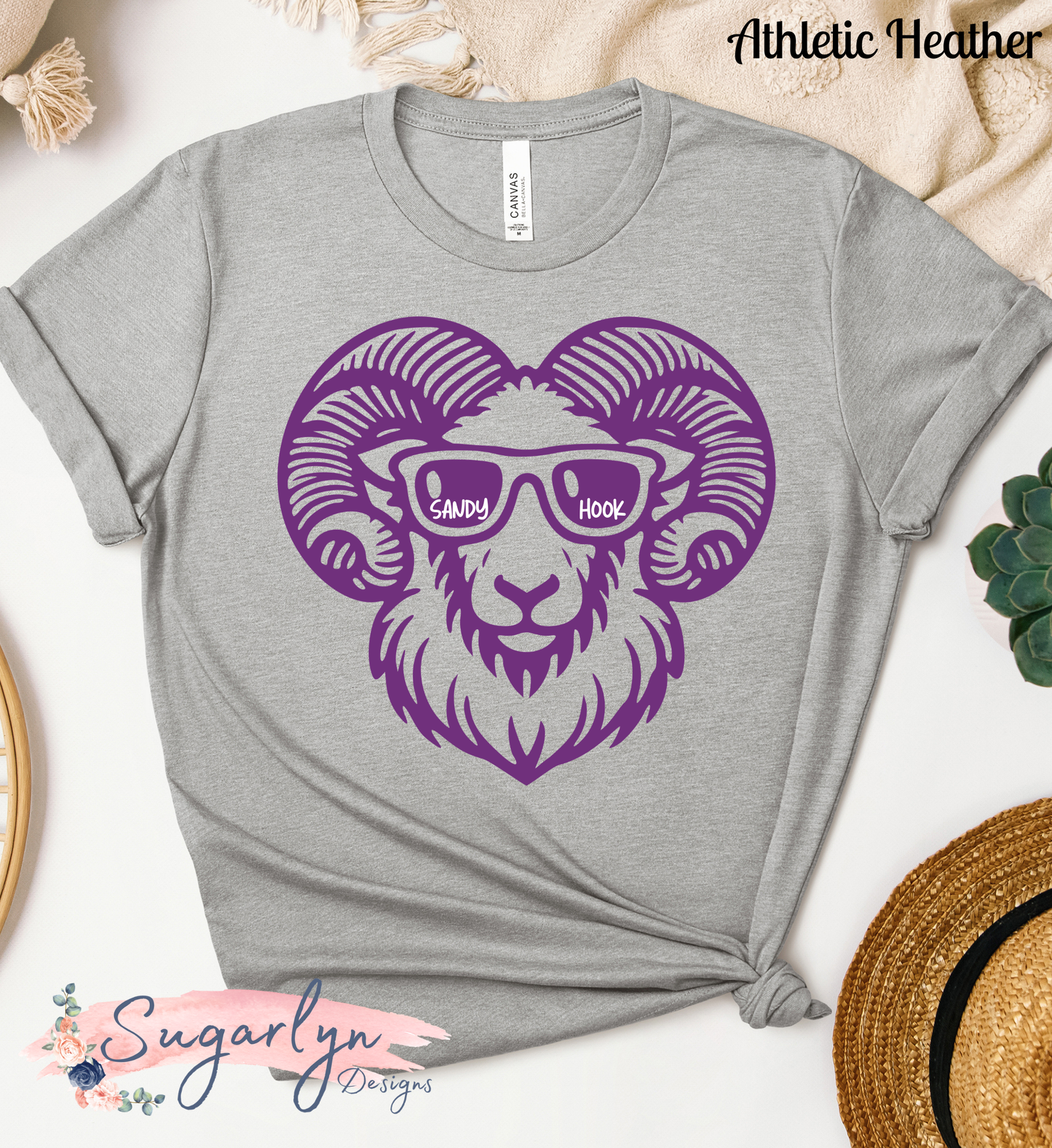 Sandy Hook Rams -- Ram Head Purple